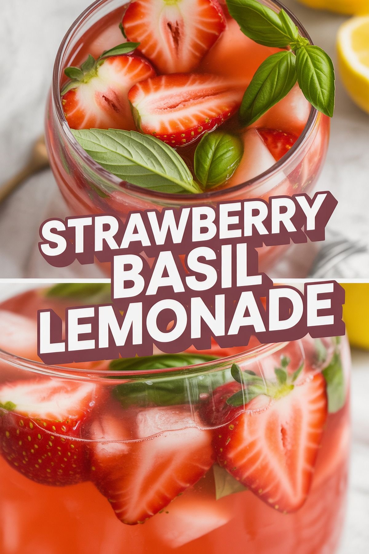Strawberry Basil Lemonade recipe idea in stylish layout