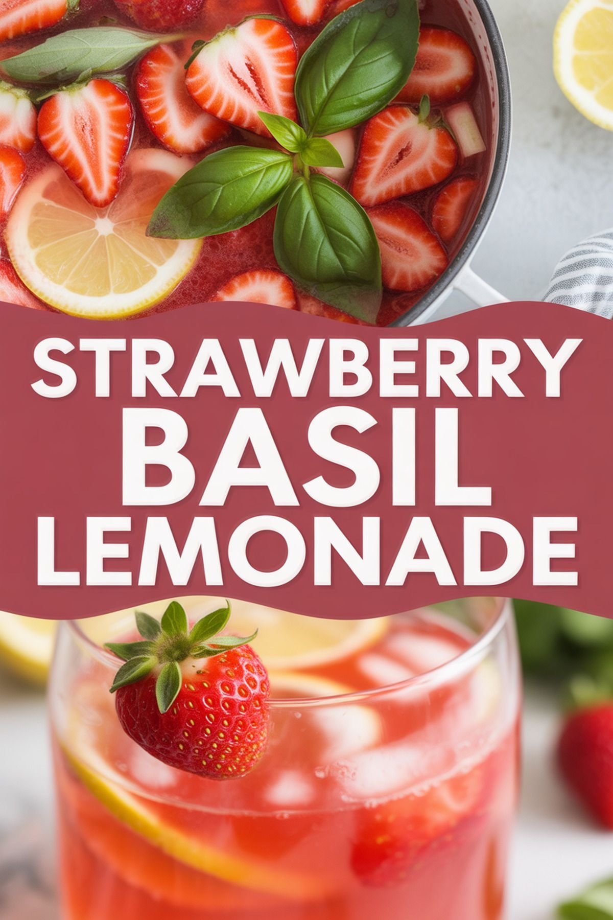 Strawberry Basil Lemonade recipe idea in stylish layout
