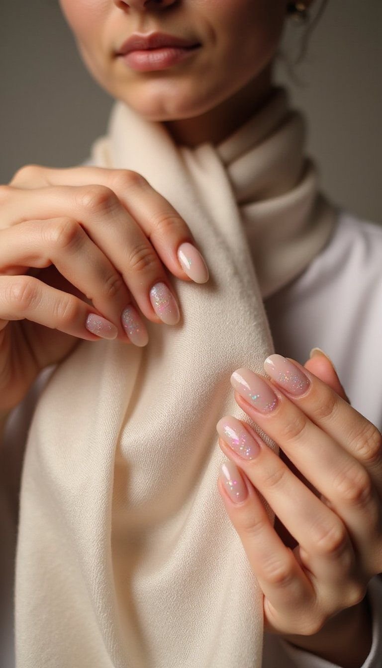 Soft Pearl Chrome For Short Oval Nails