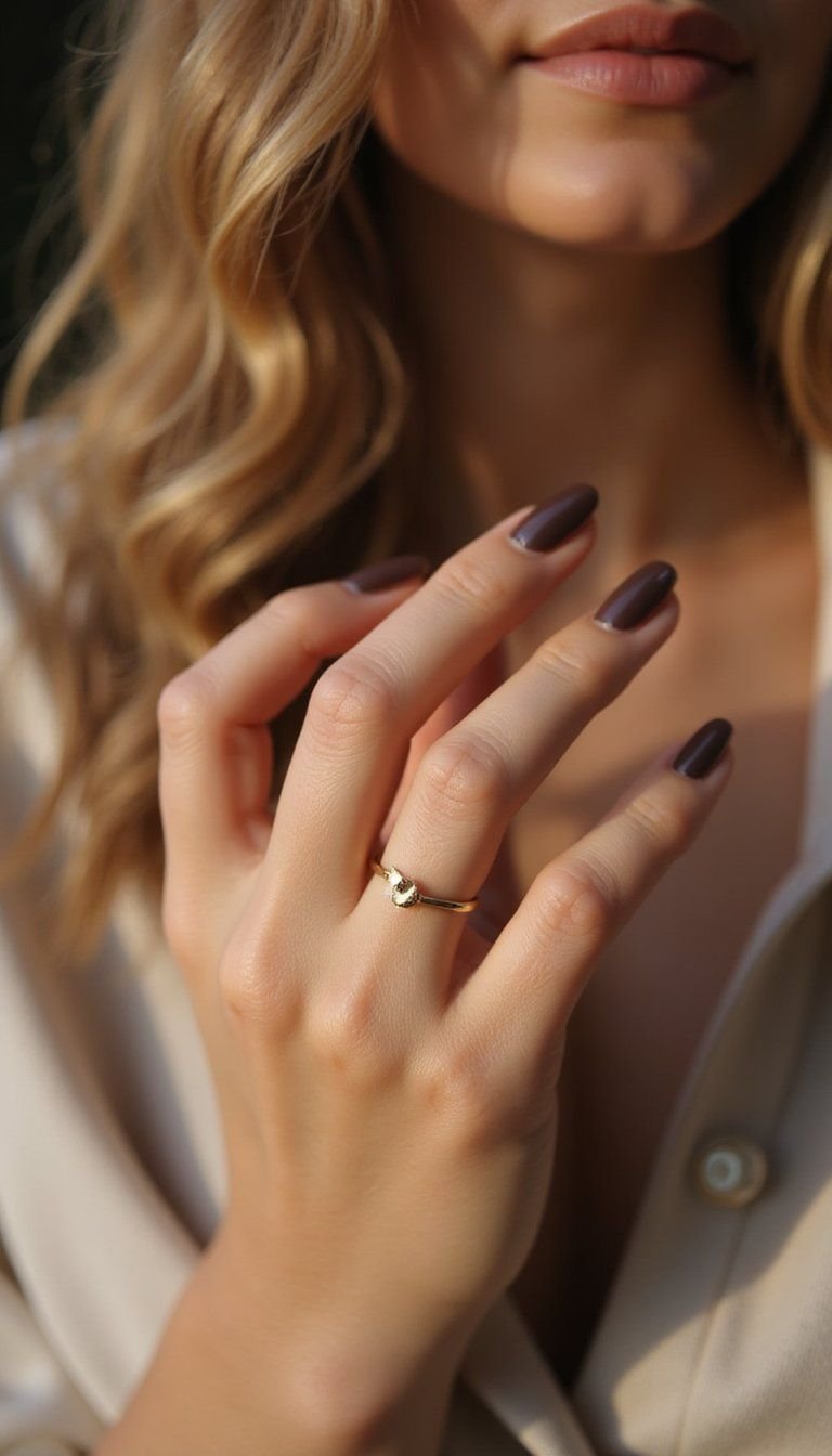 Chocolate Almond With Thin Gold Moon Accent