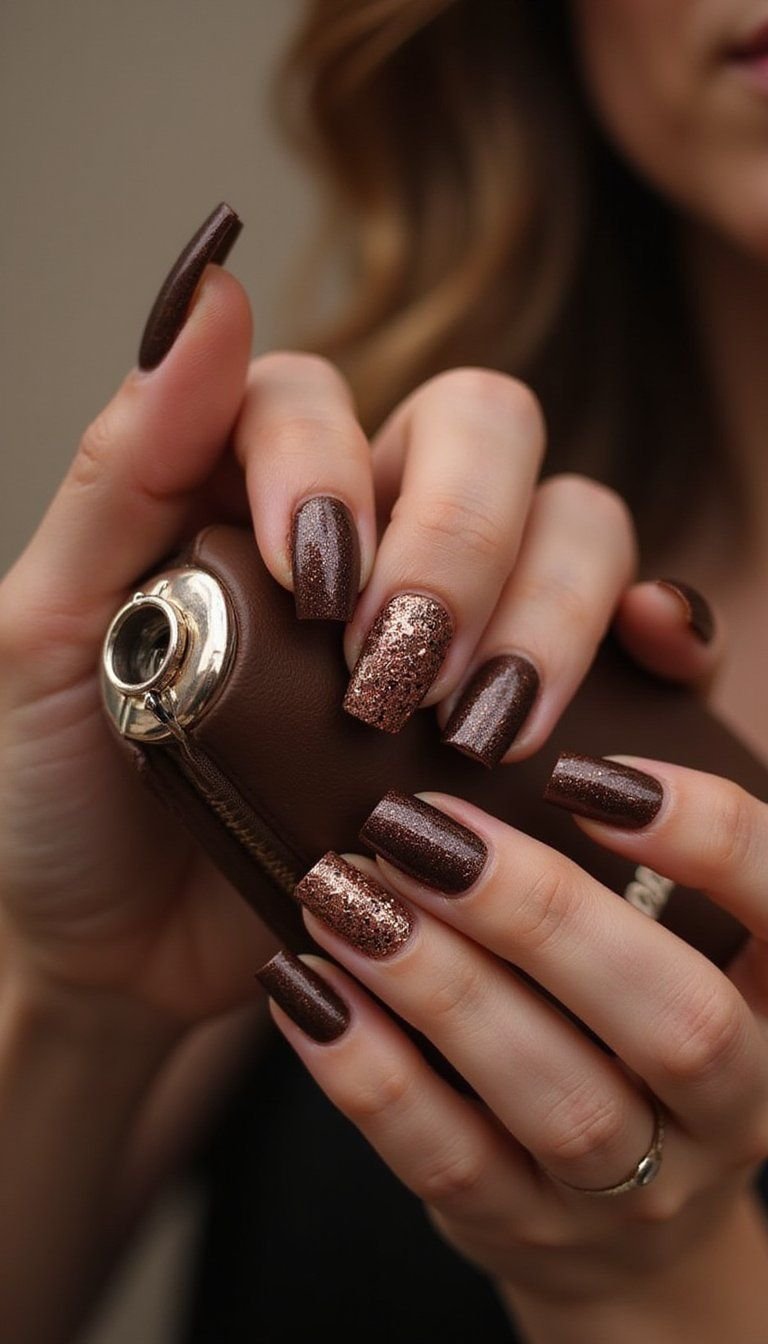 Chocolate Glitter Gradient For Subtle Sparkle