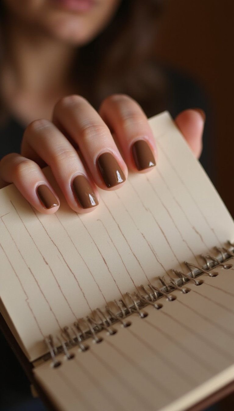 Mocha Latte French With Thin Metallic Divider Line