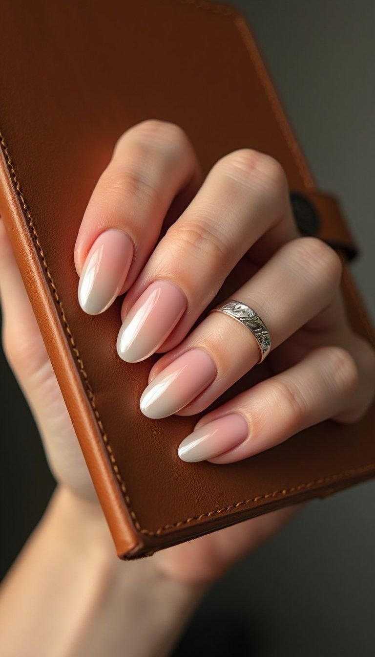 Soft Nude Ombre Glazed Donut Chrome Neutrals
