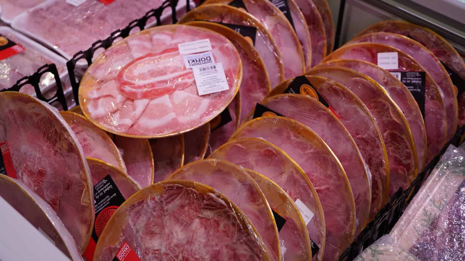 Frozen deli Meat Inside a Freezer