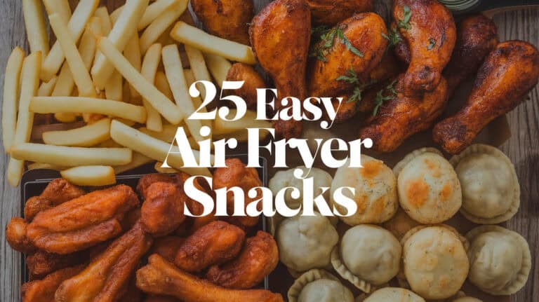 25 Easy Air Fryer Snacks 1 - Air Fryer snacks have surged in popularity, capturing the market's attention. They represent the freshest method to prepare delectable snacks with minimal oil usage. This option is particularly ideal for individuals striving to maintain a healthier diet and monitor their waistline.