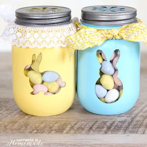 Easter Bunny Treat Jars - Enhance your spring adornments using these Dollar Tree Easter decor suggestions! Unearth budget-friendly DIY Easter decorations that will inject a celebratory vibe into your surroundings. From delightful Dollar Tree Easter wreaths to sophisticated spring table arrangements, our spring decor concepts are ideal for rejuvenating your living space.