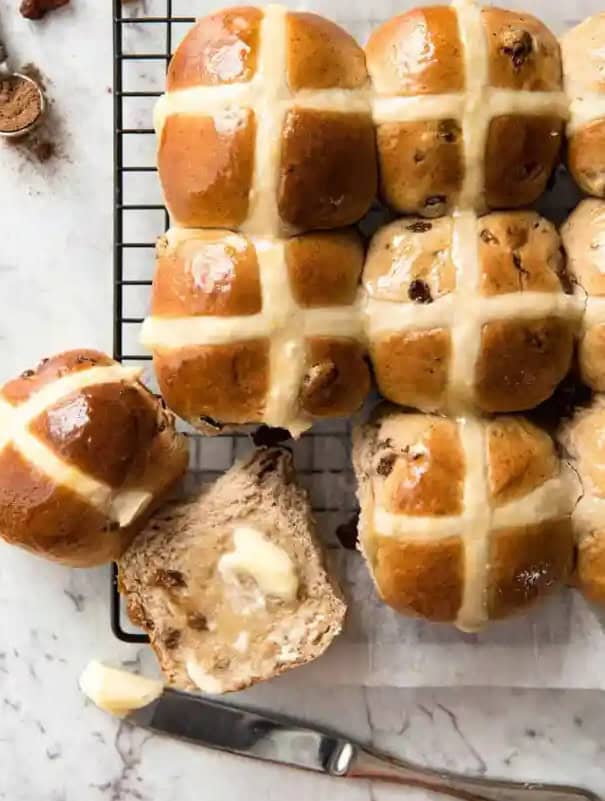 Hot Cross Buns - Explore our vibrant Easter recipe collection for your holiday gatherings! Discover an array of dishes ranging from classic Easter dinner options showcasing ham and lamb, to inventive side dishes and party fare suggestions, ensuring there's something for every taste bud.