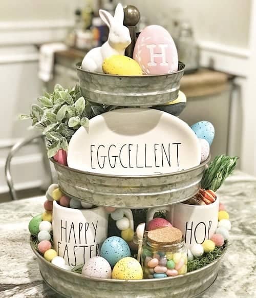 eggcelent tiered tray - Discover delightful Easter tiered tray decor ideas using affordable items from Dollar Tree to enhance your home's ambiance this season! Uncover various DIY Easter tray concepts and craft stunning tiered trays perfect for spring. Whether you prefer a rustic vibe with Easter bunny motifs or elegant pastel-themed arrangements, there's inspiration to suit every taste.