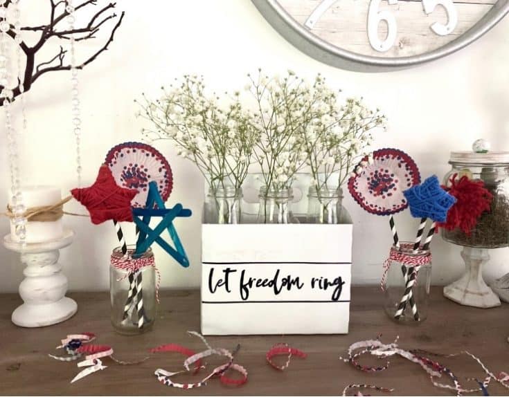 table top centerpiece patriotic - Numerous patriotic crafts cater to kids, toddlers, and preschoolers, allowing parents to craft with Dollar Tree or similar store items. These crafts are simple and adaptable to a child's preferences. I'm thrilled to introduce you to DIY Dollar Store patriotic crafts!