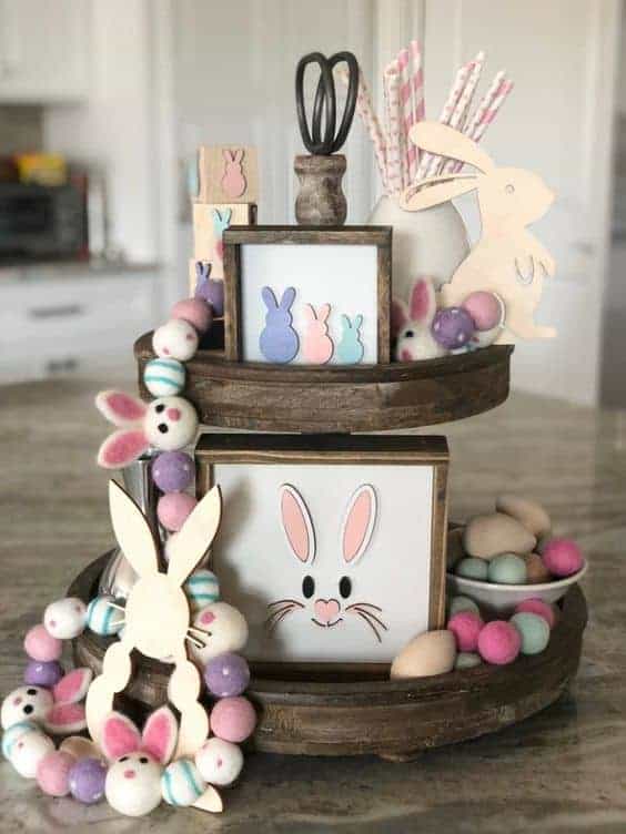 tiered tray easter decor 2 - Discover delightful Easter tiered tray decor ideas using affordable items from Dollar Tree to enhance your home's ambiance this season! Uncover various DIY Easter tray concepts and craft stunning tiered trays perfect for spring. Whether you prefer a rustic vibe with Easter bunny motifs or elegant pastel-themed arrangements, there's inspiration to suit every taste.