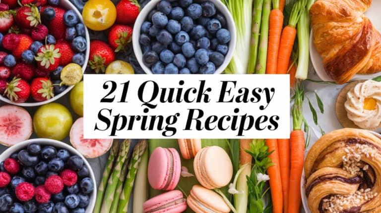 21 Quick Easy Spring Recipes - "Spring Recipes" is a delightful exploration into the vibrant and rejuvenating flavors of springtime cooking. As the cold of winter recedes and the fresh beginnings of spring emerge, this collection seeks to capture the essence of the season through an array of dishes that highlight fresh produce, bright flavors, and light, nourishing ingredients. The focus is on recipes that utilize seasonal vegetables and fruits, such as asparagus, strawberries, peas, and new potatoes, which are at their peak during spring.