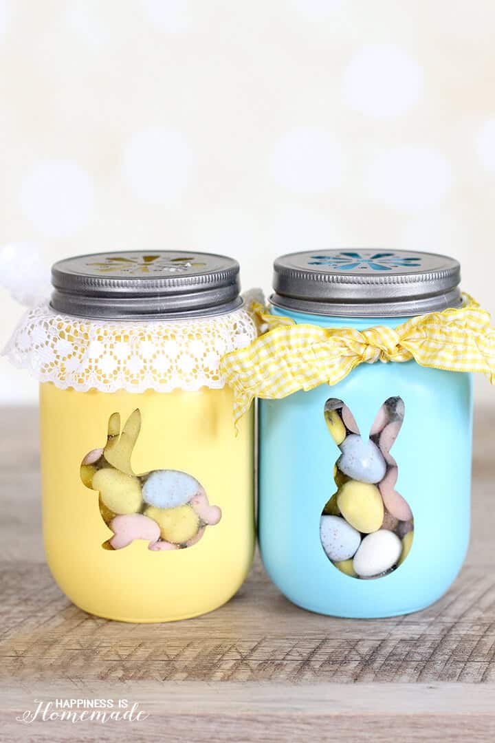 Easter Bunny Treat Jars - Dive right into spring with these simple homemade Easter craft projects for both children and adults! From cute Easter bunny crafts to stunning DIY Easter decorations, we offer a wide range of Easter craft ideas suitable for all ages. Explore effortless Easter craft activities, such as decorating eggs and printable Easter crafts, to keep the little ones engaged.