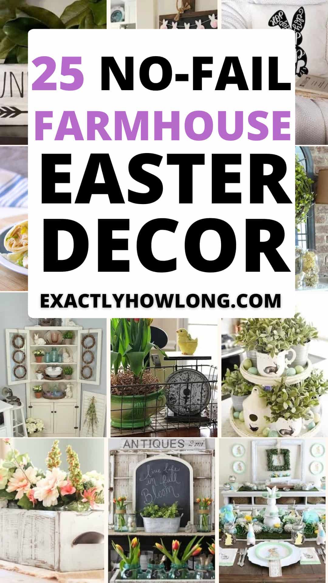 Easter decor ideas using Dollar Tree items for a farmhouse look you can create yourself.