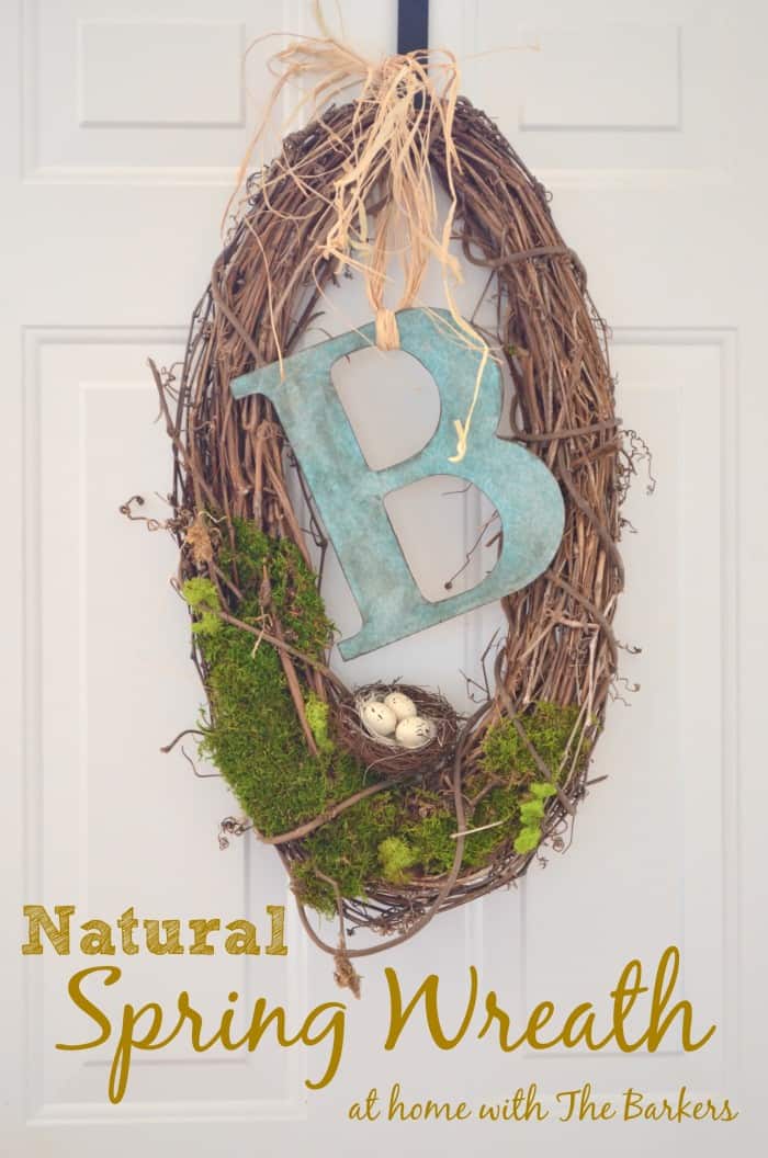 Natural Spring Wreath At Home with The Barkers - Discover the allure of crafting your own Easter wreaths for the front door with these imaginative Easter wreath decoration concepts! Embrace a variety of styles, including rustic Easter wreaths, Easter egg wreaths, Easter bunny wreaths, and Easter basket wreaths, as well as vibrant spring flower wreaths.