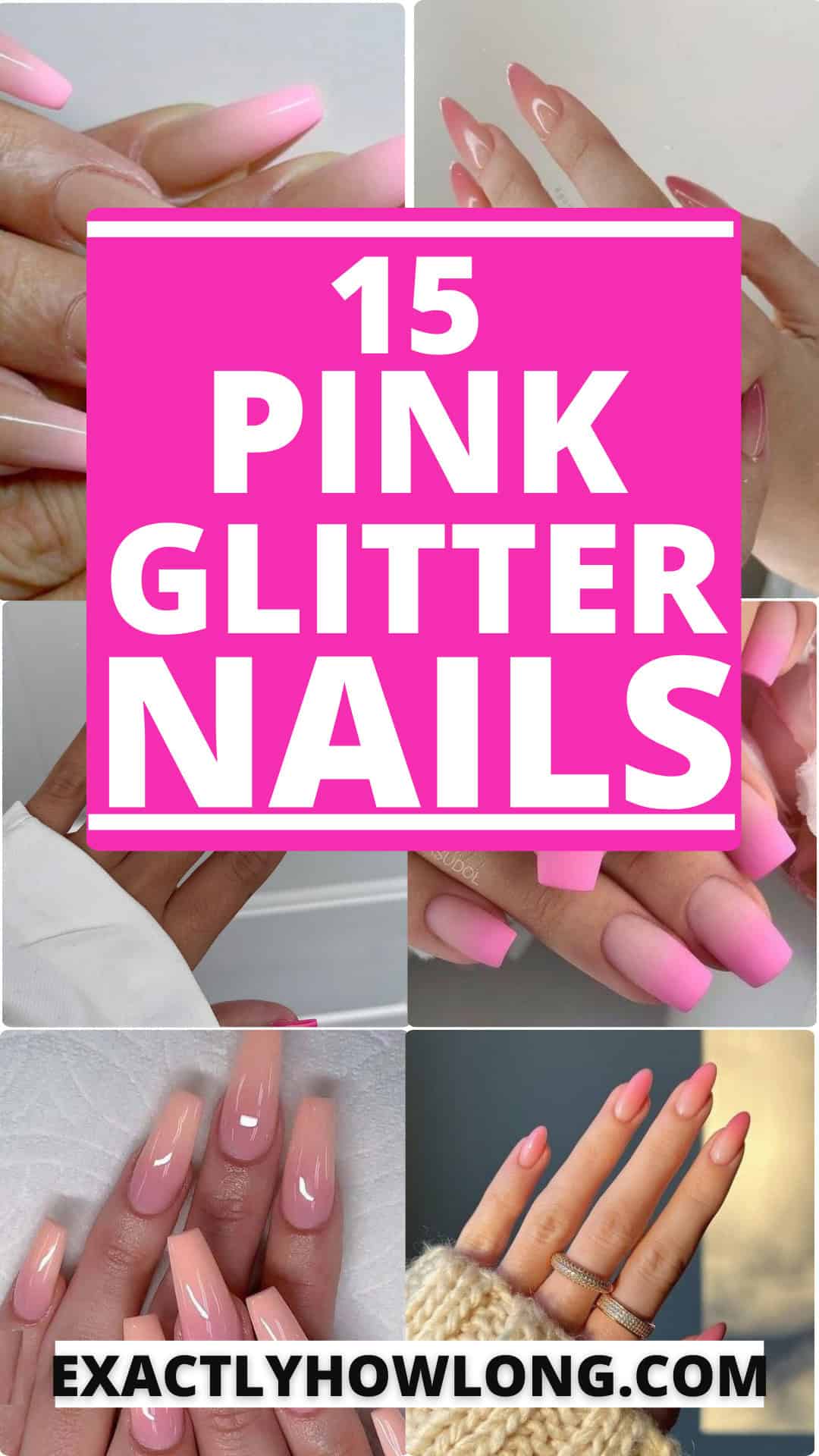 Pink Glitter Nails