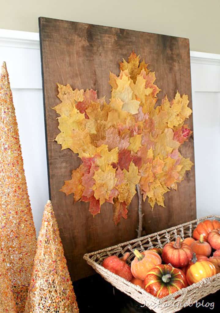 real leaf art 1 - Explore fall centerpieces for tables that add warmth and beauty to your home. Uncover inventive autumn decor ideas for your table decorations. Ideal for intimate gatherings and special celebrations during the fall season.