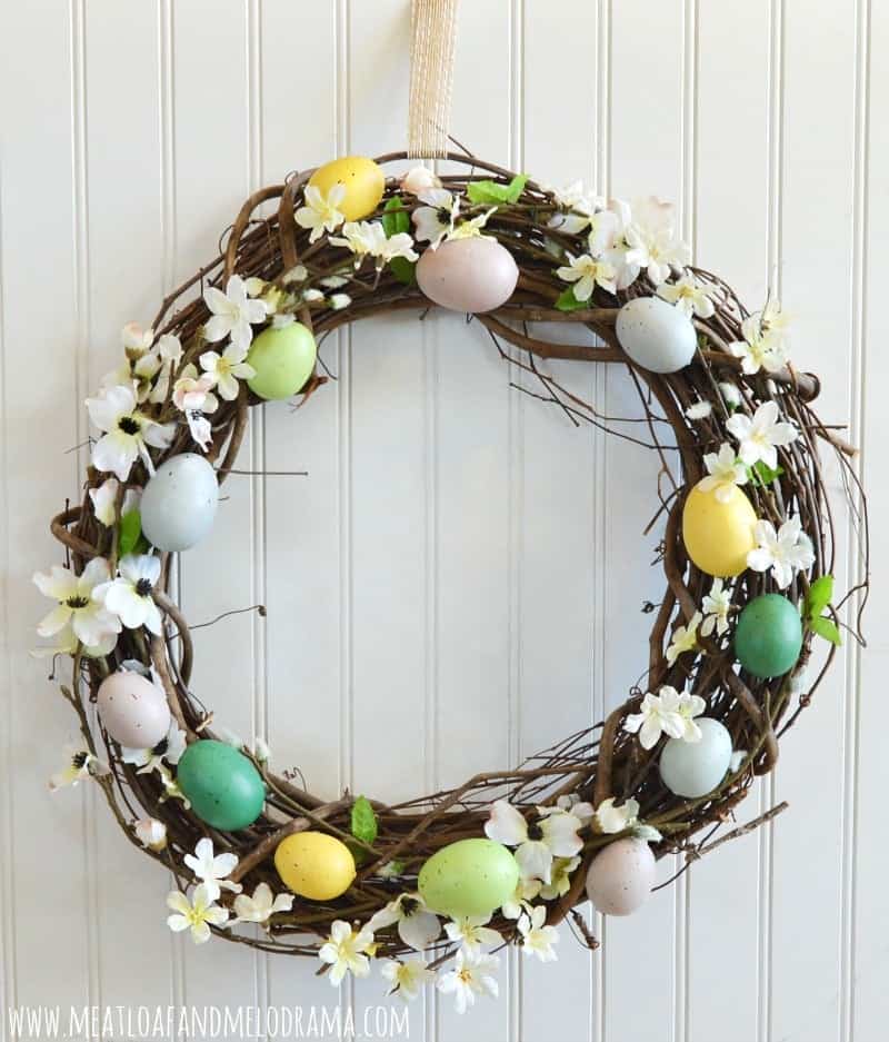 spring2Begg2Bwreath2B4 - Discover the allure of crafting your own Easter wreaths for the front door with these imaginative Easter wreath decoration concepts! Embrace a variety of styles, including rustic Easter wreaths, Easter egg wreaths, Easter bunny wreaths, and Easter basket wreaths, as well as vibrant spring flower wreaths.