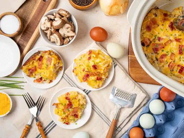 3 60 - Some days you just know it's going to be a great day. And when It's-A-Good-Morning Casserole is in the slow cooker, that's definitely where the day is headed! Shredded hash browns are slowly simmered in an easy, deliciously creamy, cheddar-cheesy homemade (is that enough description?!) mushroom sauce (no canned sauce here!) for mere wake-up perfection. You know it's going to be good when It's-A-Good-Morning Casserole is waiting for you! Good morning to you!