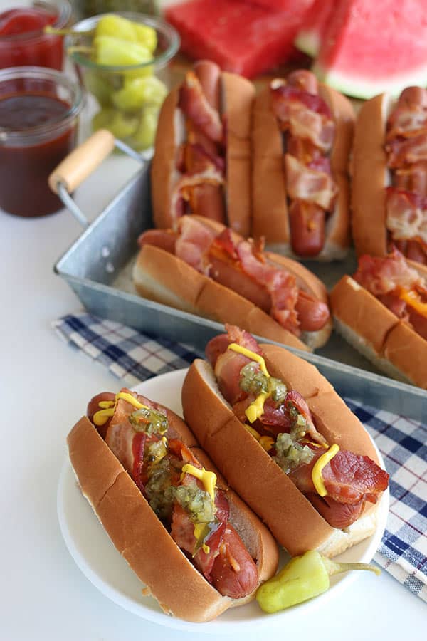 Bacon Wrapped Hot Dogs With Relish Barbara Bakes