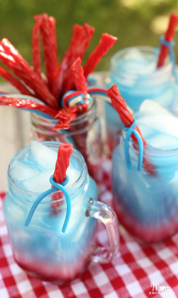 Patriotic Drink with Twizzlers straws