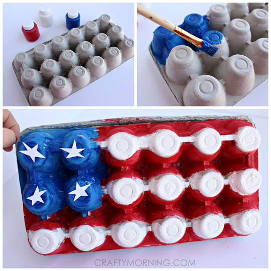 egg carton american flag kids craft 4th of july