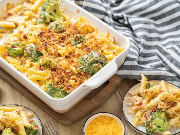image 10748 - This Simply Southern Chicken Bake certainly packs a punch of pimiento flavor! Yes, the cheesy goodness of the "caviar of the South" is baked right into the Simply Southern Chicken Bake, giving an extra touch of charm to the savory chicken and garden-fresh broccoli! Of course, it wouldn't be a true casserole without a crunchy cracker crust on top or without a classic creamy sauce, so this dish brings both! This casserole is the sure-fire way to make everyone happy!