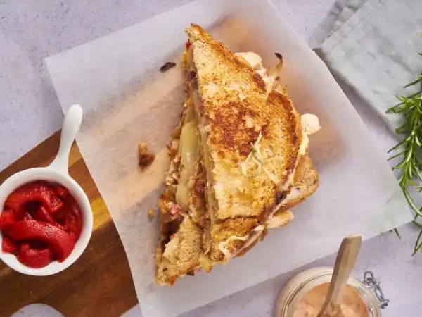 image 6045 - Alert! This is not your mama's grilled cheese, we repeat, this is not your mama's grilled cheese! Can't-Be Grilled Cheese is beyond your childhood sandwich norm and once you try it, you may never go back. The juicy chicken breasts grilled to perfection, next to the sweet onions and sweet red peppers, topped with succulent, melty Swiss cheese, and then tucked away between two savory slices of sourdough bread, all blend for a phenomenal, mouthwatering, mature sandwich treat. This is pure adulthood bliss! When you say this Can't-Be Grilled Cheese isn't what your mama made back in the day, well, you are right! It's even better, and a little more grown up! Sorry, mom!