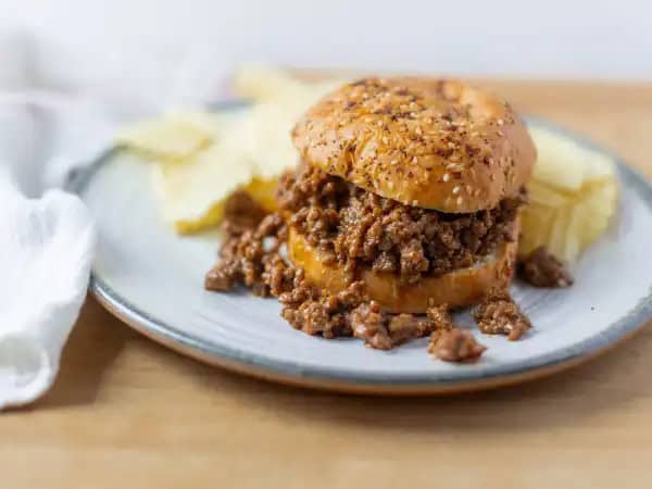 image 9179 - A quick weekend lunch doesn't need to be fancy, but it does need to be delicious! Lunchtime Sloppy Joes are nostalgia-packed and truly tasty, evoking those pleasant memories of cafeteria lunches just before rushing out to the playground. The beef filling is savory and tangy, loaded with fragrant flavors and subtle sweetness before it's all piled onto a bun. Rustic and wholesome, Lunchtime Sloppy Joes make enough for two... but you may not want to share!