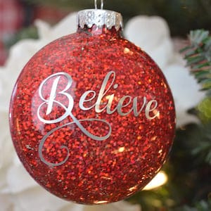 DIY Glitter Believe Ornament