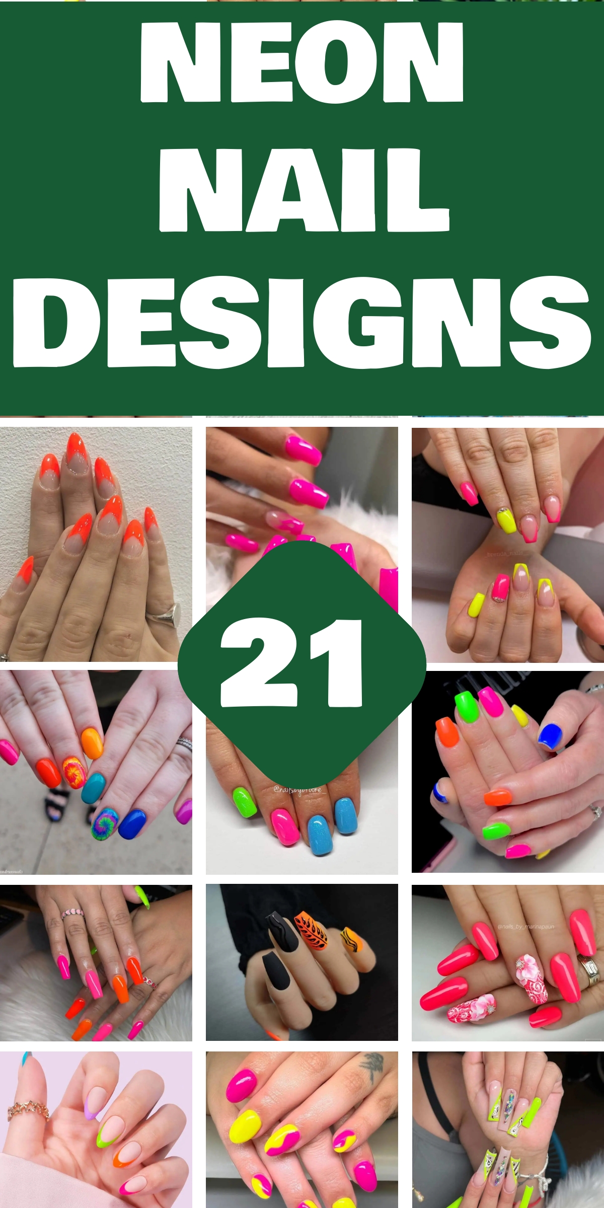 21 Cute Bright Neon Nail Designs - Neon nails are the ultimate expression of boldness and creativity, a perfect way to make a statement with your manicure. These vibrant hues aren't just for summer; they can brighten up any season, adding a pop of color to your look. From electric blues to vivid pinks and neon greens, there's a shade and style for everyone who dares to stand out.