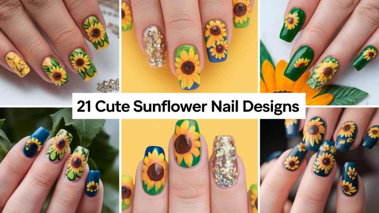 21 Simple and Cute Sunflower Nail Designs