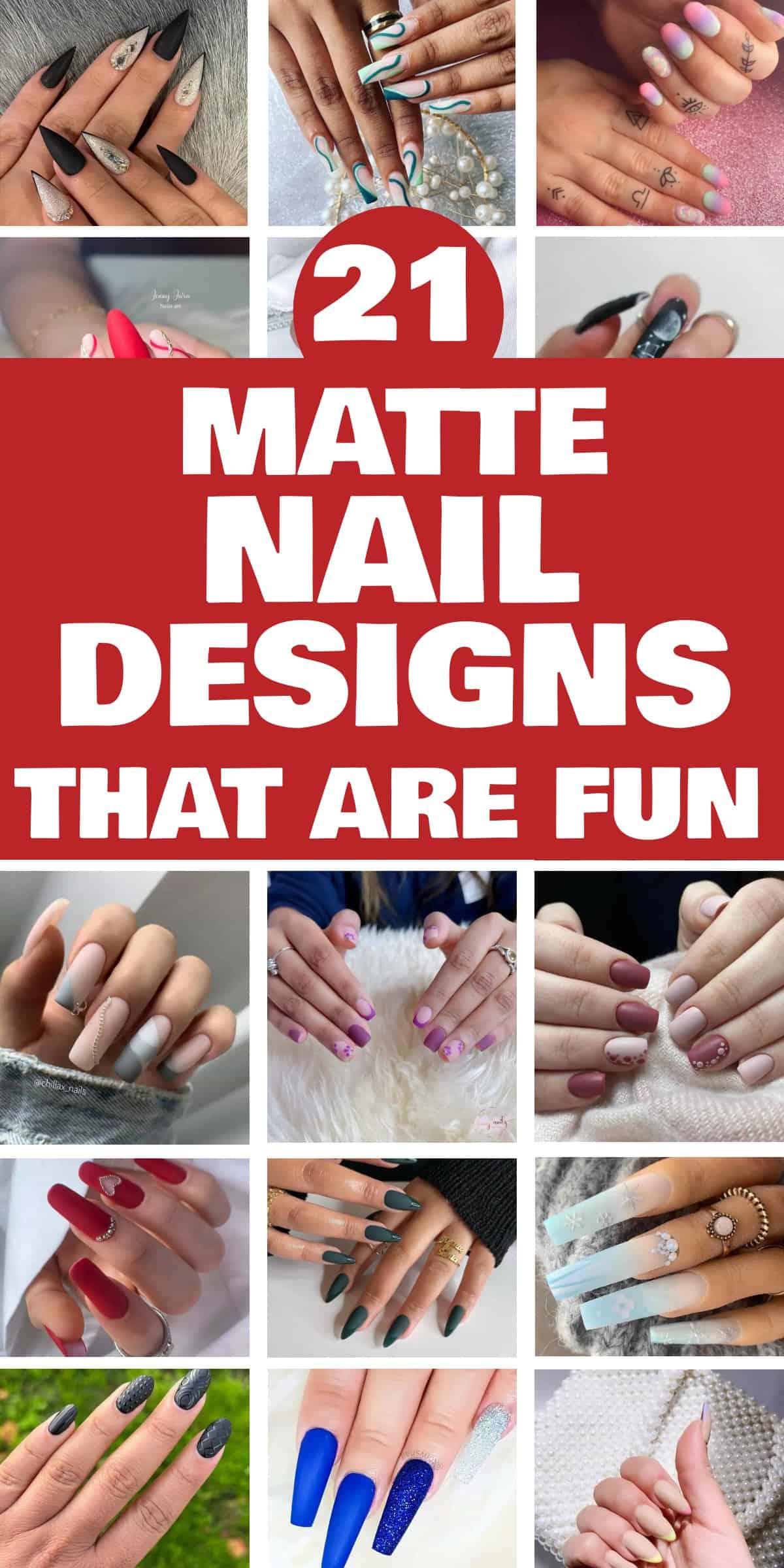 21 Trendy Matte Nail Designs - Matte nails have steadily risen in popularity, capturing the essence of modern elegance and understated sophistication. The matte finish offers a unique twist on traditional glossy nails, bringing a soft, velvety look that complements any style. Whether you're dressing up for a formal event or adding a chic touch to your everyday ensemble, matte nails provide a versatile canvas for creativity.