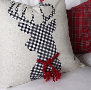 DIY reindeer buffalo plaid pillow