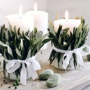 eucalyptus Wrapped Pillar Candles