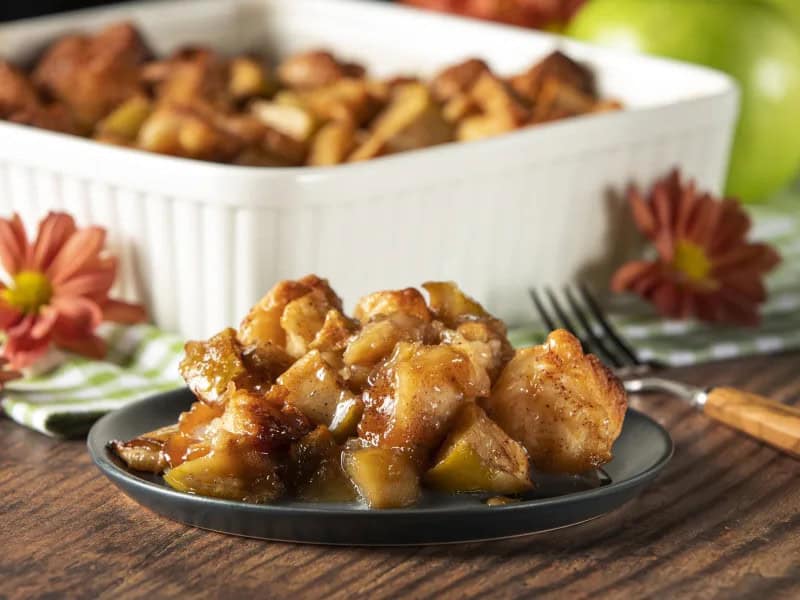 image 135 - You've just come home from a lovely day apple-picking and enjoying the fall weather. Now, you have apples. A lot of apples. How can you possibly eat all these apples? We have a suggestion: the Apple Harvest Bake! The apples are chopped and spiced with warming cinnamon, then combined with brown sugar-coated crescent dough pieces. Everything is baked until the dough is soft and buttery, the apples are tender and jammy, and the whole kitchen smells like autumn in heaven; it's almost like a reverse apple dumpling! Then the Apple Harvest Bake is drizzled with a homemade glaze to really up the sweetness and comfort. You might just need to plan another trip to the orchard for more apples!