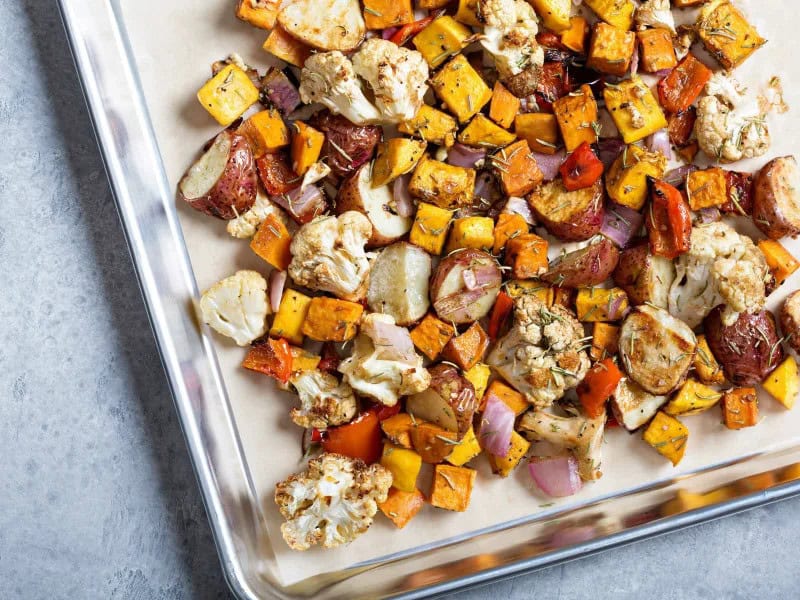 image 247 188 - If you’re looking for the perfect side dish to accompany any entree, look no further than these Easy Roasted Veggies. Fluffy potatoes are deliciously complemented by crunchy red onion, tender carrots, and more! Not only is this a yummy side, but it’s super easy to make; just pop it in the oven and wait until the vegetables are roasted. Make sure you make a note of these Easy Roasted Veggies because you’ll want to have their freshness alongside every main course!