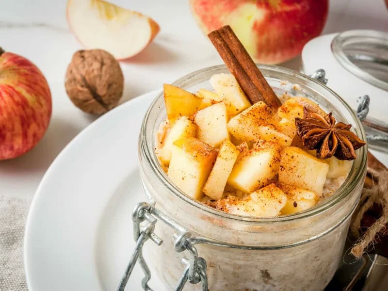 image 298 - Overnight oats have taken the world by storm, and one bite of these Apple Cinnamon Overnight Oats will convince you why. It's incredibly simple to prepare this meal the night before and just let time take care of the rest. When you wake up in the morning, you'll be treated to tender oats and softened apples in a slightly smoky-sweet and spiced sauce. The apple cinnamon goodness pairs perfectly with your hot coffee or morning tea. Once you taste this, your old go-to box of cereal will be a thing of the past!