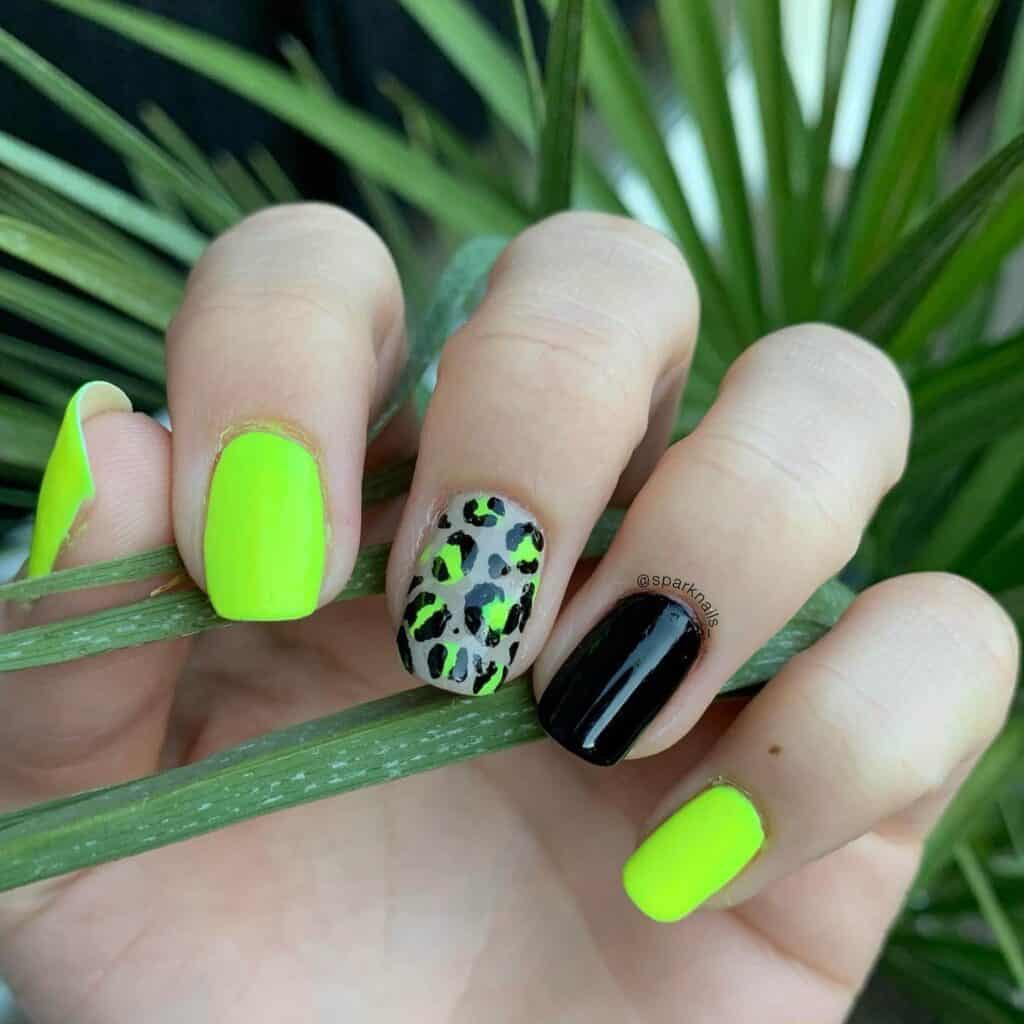 Radiant and lively neon nails featuring fashionable summer designs.