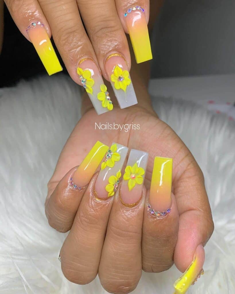 Radiant and lively neon nails featuring fashionable summer designs.