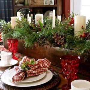 Rustic Wood Box Christmas Centerpiece