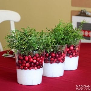 Easy Cranberry Christmas Centerpieces