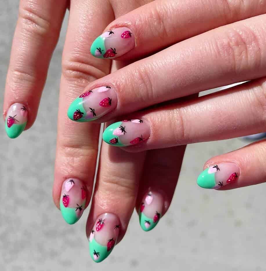 Discover charming strawberry nail designs such as strawberry shortcake and strawberry glazed donut styles. Opt for press-on nails for effortless application.