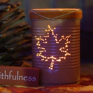 Tin can maple leaf Luminary