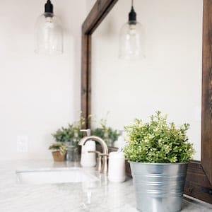 Framed Wood Bathroom Mirror