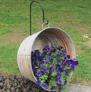 Hanging Galvanized Tub Planter