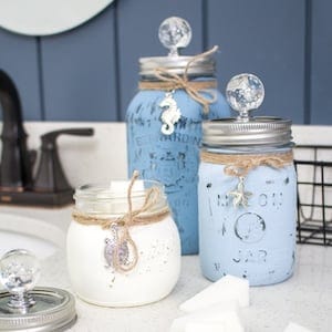 DIY Beachy Painted Mason Jars