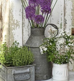 Rustic Galvanized Metal Planters