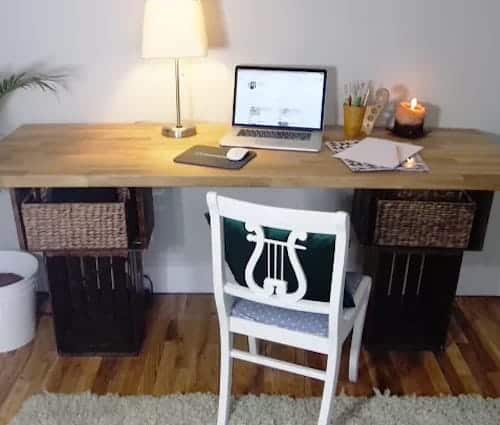 michael s crate farmhouse desk.jpg copy - DIY Upcycled and Repurposed Furniture Ideas bring new life to your space while being eco-friendly and cost-effective. Repurposing old furniture not only adds a unique touch to your home but also allows you to showcase your creativity in ways that store-bought pieces simply can’t match.