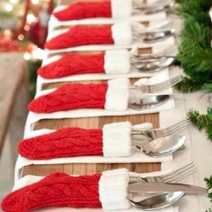 Mini Stocking Utensil Holders Christmas Party Table Decor