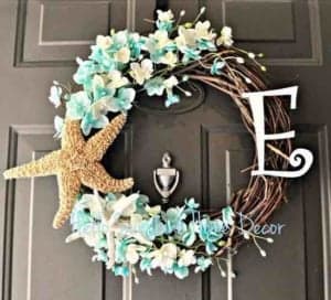 Monogramed blue floral Summer Wreath Idea